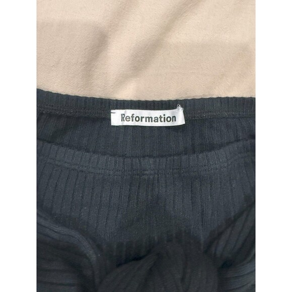 Reformation Womens S Black Knot Pull On Stretch Ribbed Front Slit Maxi Skirt - Picture 3 of 7